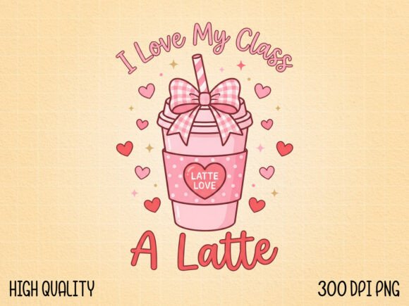 Cute Coffee Valentine Teacher Design PNG for Creative Projects