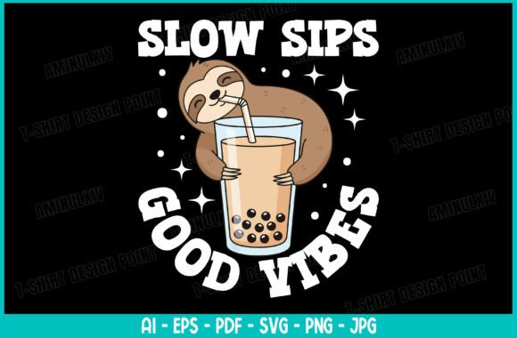 Cute Sloth Boba Tea T-shirt Design: A Case Study in Modern Visual Appeal