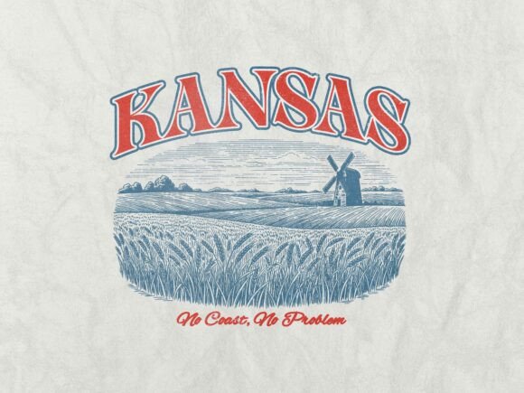 Kansas Vintage Retro Tshirt Design: A Professional Asset