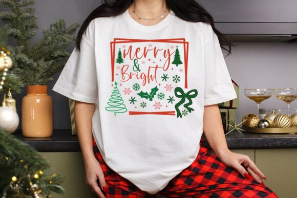 Merry & Bright T-Shirt Design: Festive Graphics for Every Project
