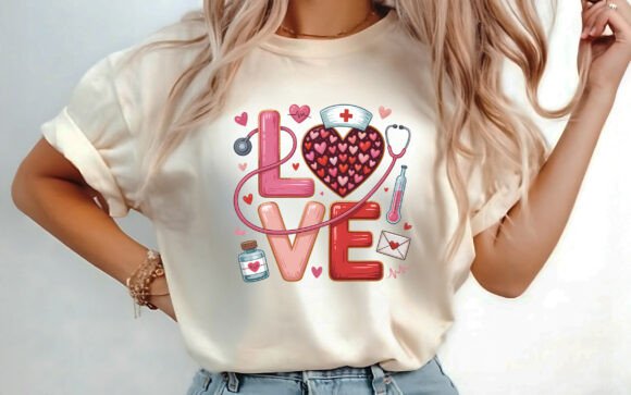 Nurse Valentine's Day T-Shirt Design PNG: Creative Assets for Modern Branding