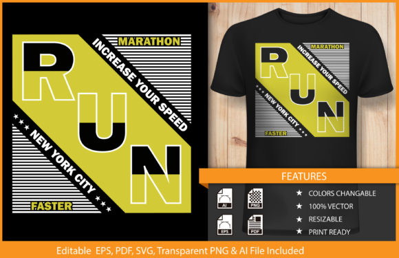 NYC Marathon Run Vector: Dynamic T-Shirt Design Assets