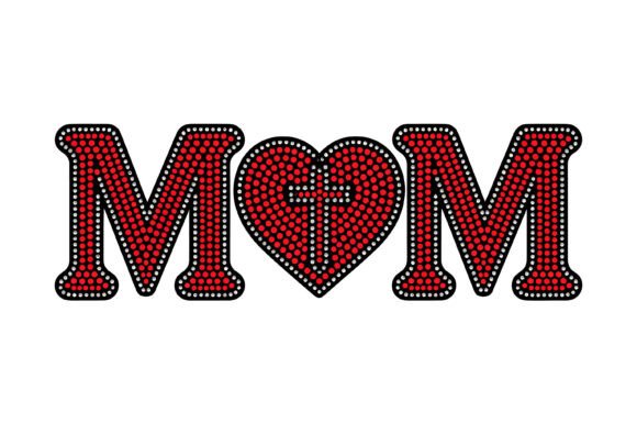 Rhinestone Mom Heart Cross Design: A Faith-Inspired Sparkle